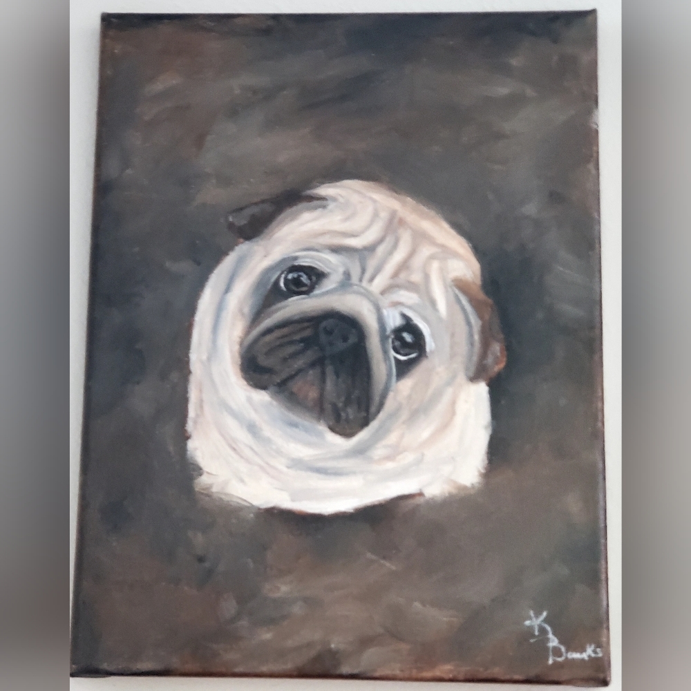 Original Oil Paiting  9 x 12 Pug